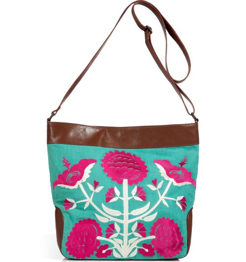  Antik Batik Aqua Embroidered Linen Bag with Leather TrimMULTIFEED_END_14_