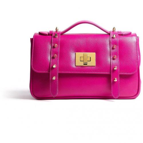 AILA Fuchsia Pink Spiky Satchel With Gold Plated Studs