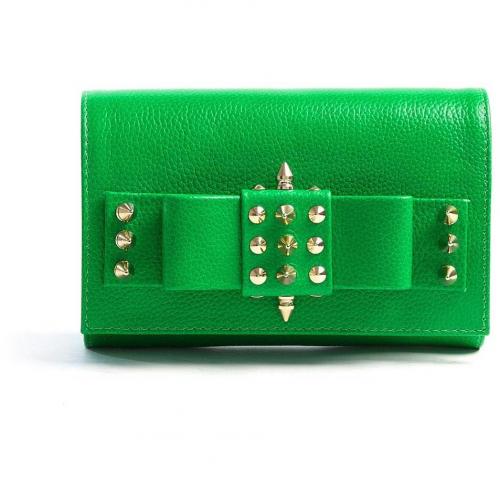 AILA Green Palm Spike Clutch with Gold Plated Studs