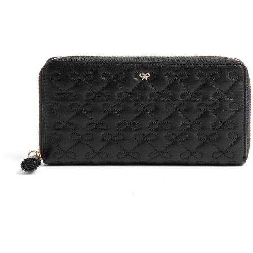 Anya Hindmarch Black Bow Embossed Leather Large Wilkes Purse