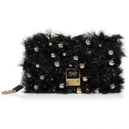 Anya Hindmarch Coal Tinsel Carker Clutch with Bells