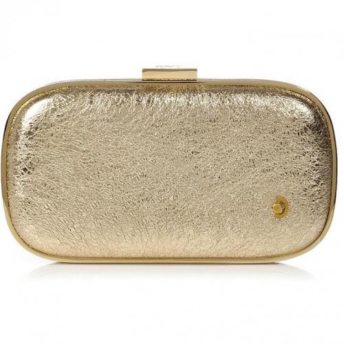 Anya Hindmarch Gold Crinkle Leather Marano Music Box Clutch