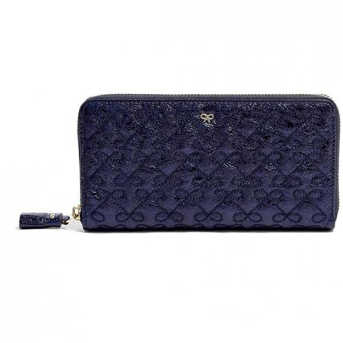Anya Hindmarch Midnight Blue Crinkle Leather Large Wilkes Purse