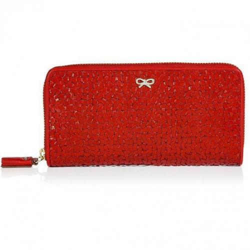 Anya Hindmarch Red Large Woven Leather Wallet
