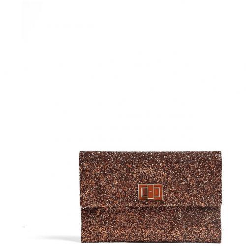 Anya Hindmarch Toffee Metallic Glitter and Leather Valorie Clutch
