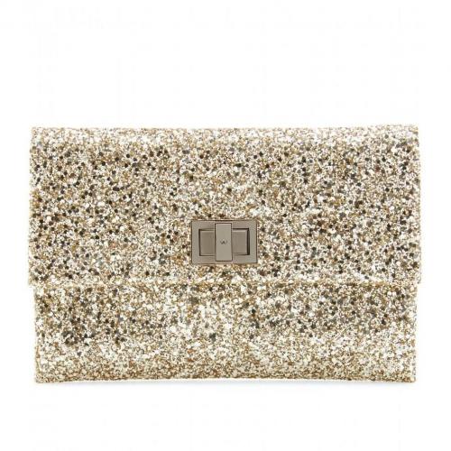 Anya Hindmarch Valorie Glitter-Clutch Gold
