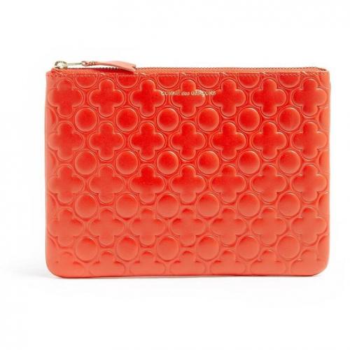 Comme des Garcons Embossed Flower Leather Clutch
