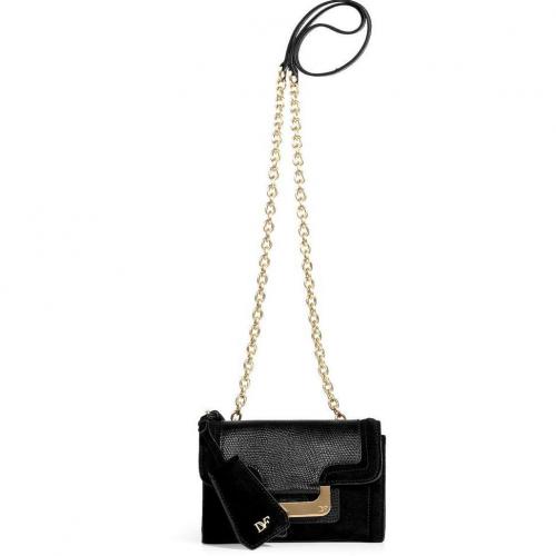 Diane von Furstenberg Black Embossed Leather/Suede New Harper Crossbody Bag