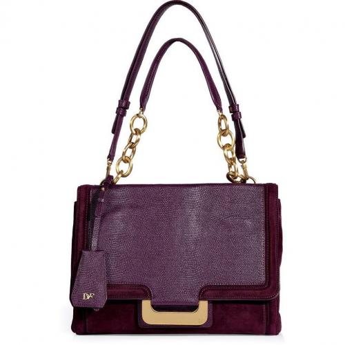 Diane von Furstenberg Garnet Embossed Leather/Suede New Harper Shoulder Bag