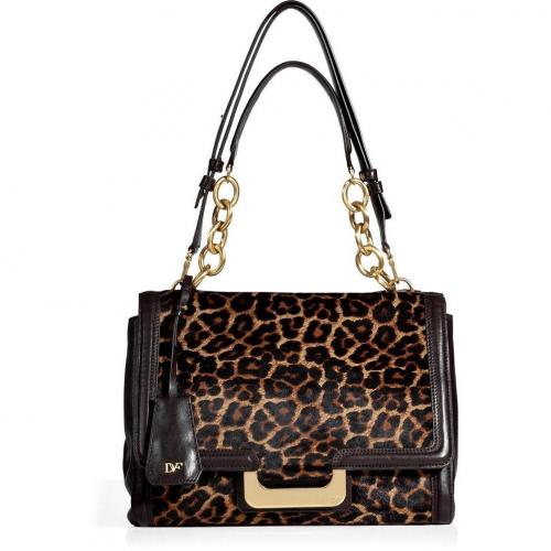 Diane von Furstenberg Leopard Haircalf New Harper Shoulder Bag