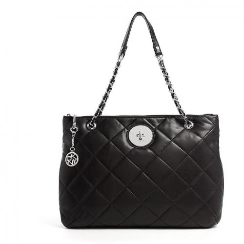 DKNY Black Quilted Leather Tote Bag