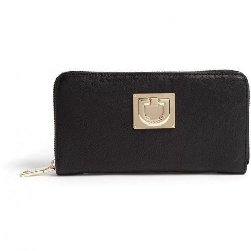 DKNY Black Vintage Leather Zip Around Wallet