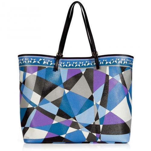 Emilio Pucci Azure/Violet Geometric Print Shoulder Bag