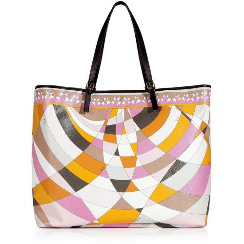 Emilio Pucci Mandarin/Pale Rose Geometric Print Shoulder Bag