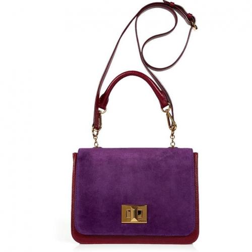 Emilio Pucci Ruby/Amethyst Combo Leather Shoulder Bag