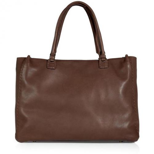 Ermanno Scervino Chocolate Stitched Leather Bag