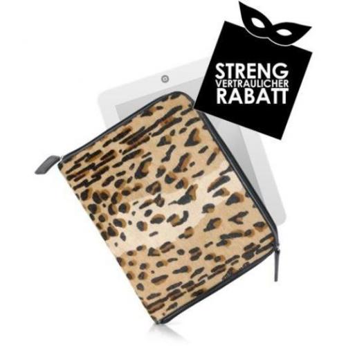 Fontanelli Etui für Tablet aus Kalbshaar mit Leopardenprint