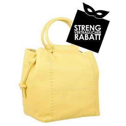 Fontanelli Gelbe eckige Tasche aus weichem Leder mit zuziehbarem Verschluss und Beutelchen