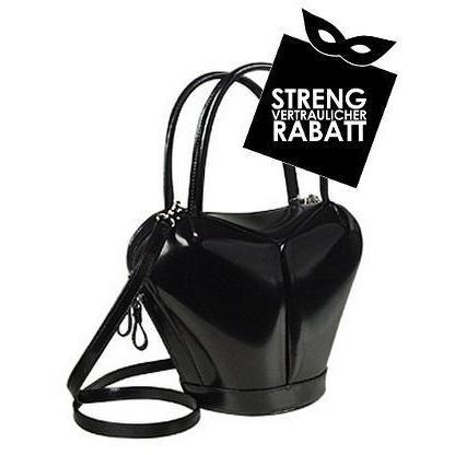 Fontanelli Handtasche in dramatischem Schwarz aus poliertem italienischem Leder