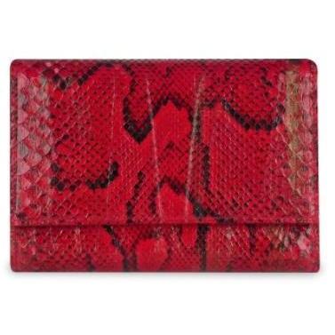 Ghibli Damen Brieftasche mit ID-Fenster aus Python und Kalbsleder in rot
