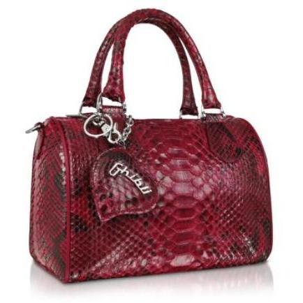 Ghibli Mittelgroße Bauletto-Handtasche aus rotem Python Leder