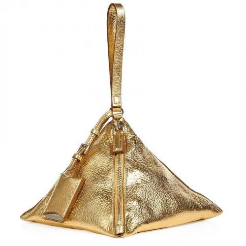 Jil Sander Gold Pyramid Shaped Wristlet Bag