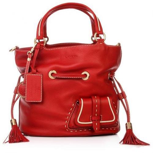 Lancel Flirt Bucket Bag Red