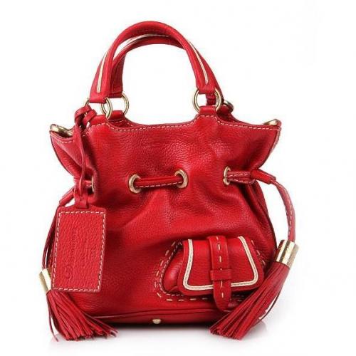 Lancel Flirt Mini Bucket Bag Red