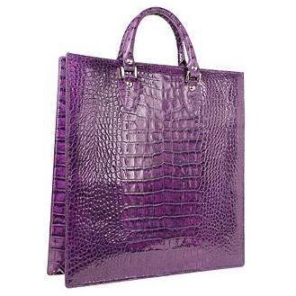 L.A.P.A. Violette Kroko-Lederhandtasche im Shopperstil mit Beutelchen