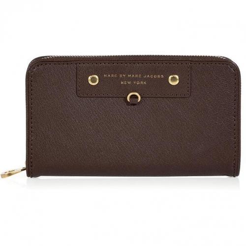 Marc by Marc Jacobs Deepest Brown Large Zip Around Wallet