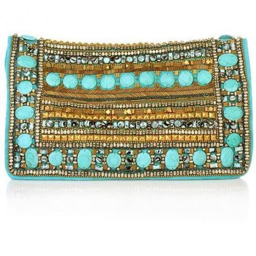 Matthew Williamson Demask Fully Breaded Clutch Turquoise