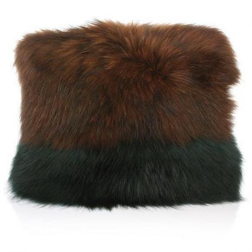 Matthew Williamson Racoon Fur Shoulder Bag Hazelnut/Petrol Green