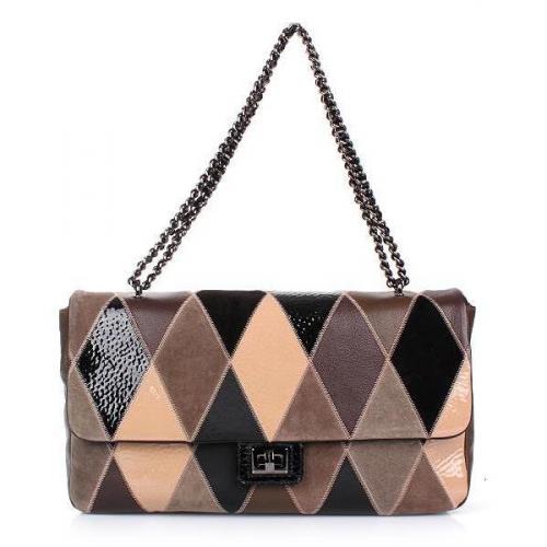 Moschino cheap and chic Shoulder Bag Leather Mix Black/Brown/Beige/Grey