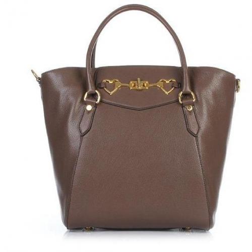 Moschino Tote Gold Hearts Brown