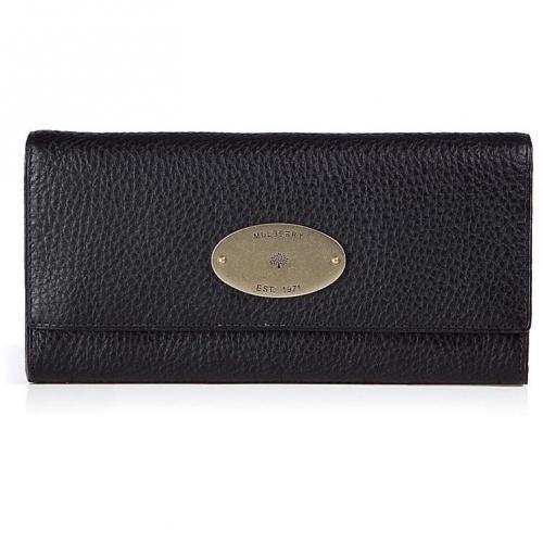 Mulberry Black Continental Natural Veg Tanned Flap Wallet