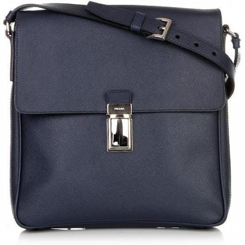Prada Dark Blue Saffiano Shoulder Bag