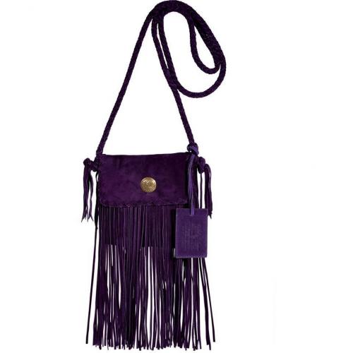 Ralph Lauren Collection Purple Suede Flat Crossbody Braided Bag