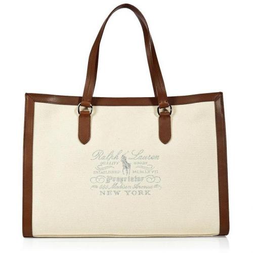 Ralph Lauren Natural Canvas/Leather Tote