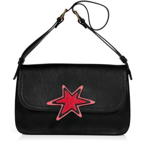Rika Black Shoulder Bag with Red Star Lara
