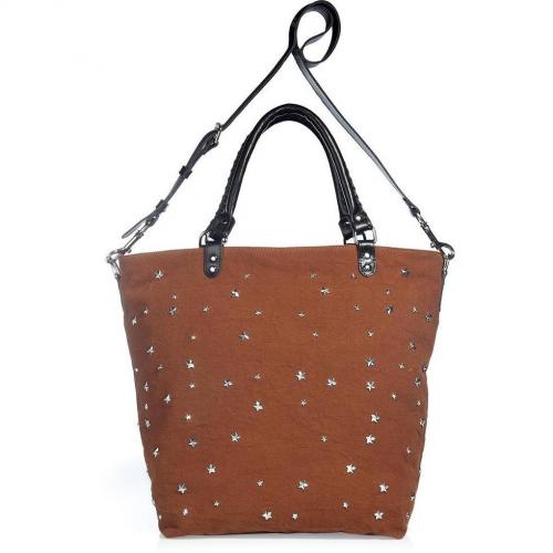 Rika The Loulou Amber Canvas Bag With Star Studs