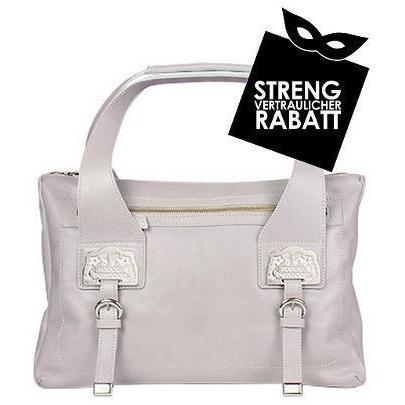 Roccobarocco Grosse lilafarbene Handtasche mit Reißverschluss und Logo-Plaketten