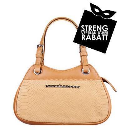 Roccobarocco Kompakte Handtasche aus camelfarbenem Leder mit Logo