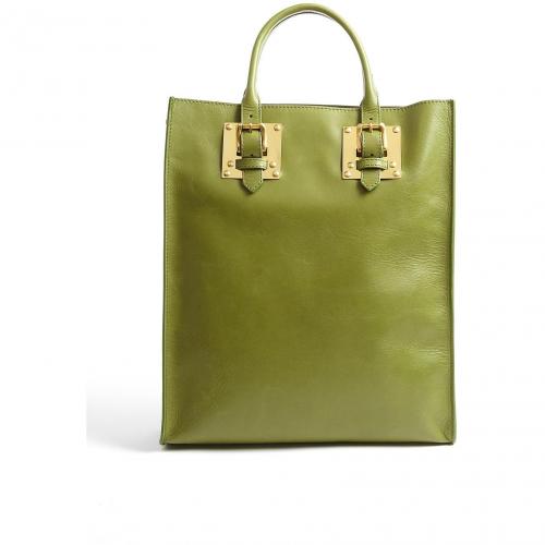 Sophie Hulme Green Leather Buckle Tote With Gold Plated Hardware