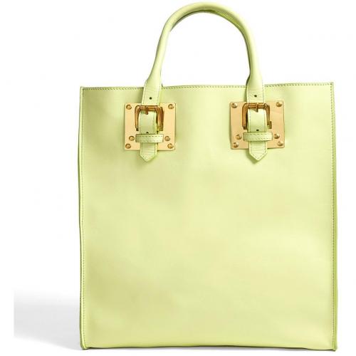 Sophie Hulme Medium Lime Leather Tote With Gold Plated Hardware
