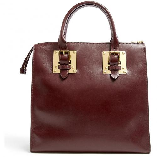Sophie Hulme Square Leather Zip Top Buckle Tote