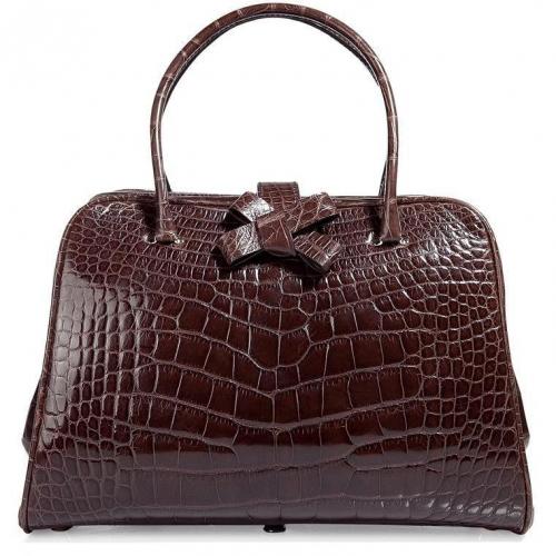 Valentino Chocolate Crocodile Leather Bag
