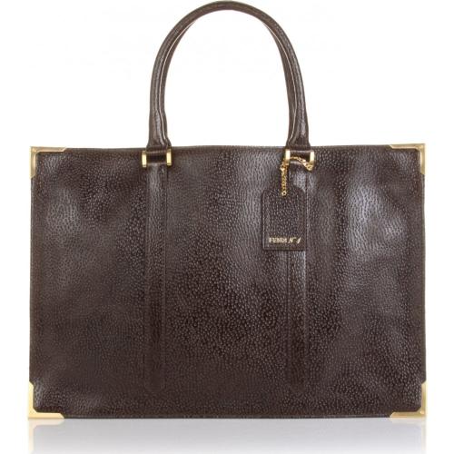  Fendi Classic Leather Bag Braun/Beige 
