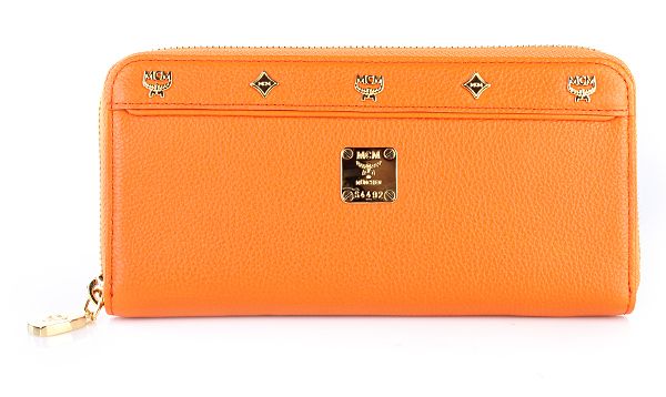 MCM First Lady Zip Wallet Large Orange