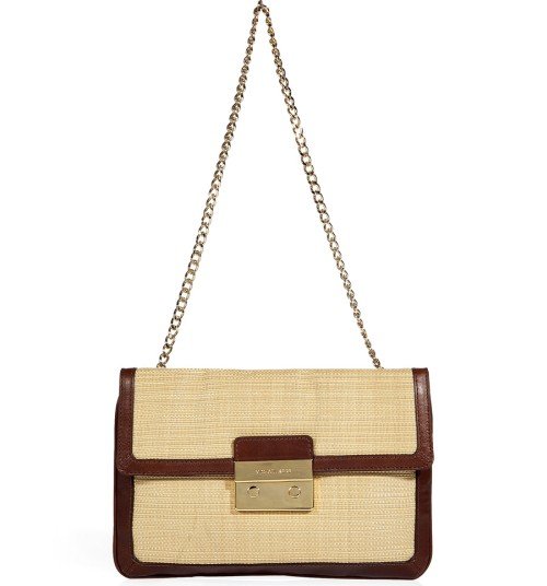  Michael Kors Natural Straw Clutch with Mocca Leather TrimMULTIFEED_END_14_