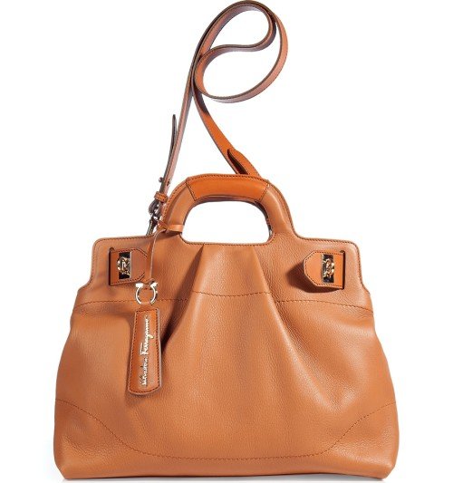 Salvatore Ferragamo Camel Leather Tote with Shoulder StrapMULTIFEED_END_14_